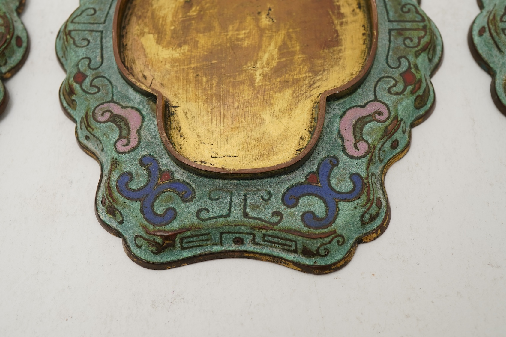 Three Chinese cloisonné enamel stands or trays, 18th century